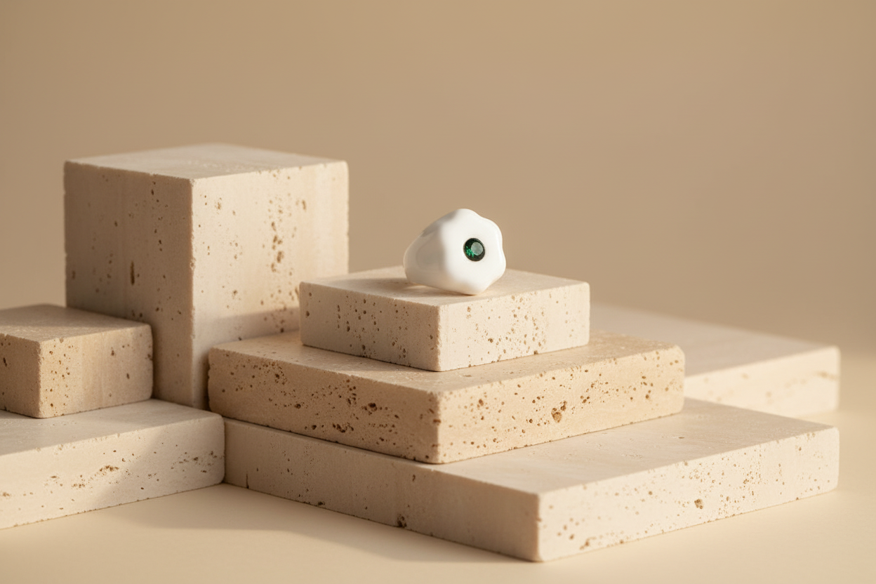 Floral Resin Emerald Rhinestone Fashion Ring