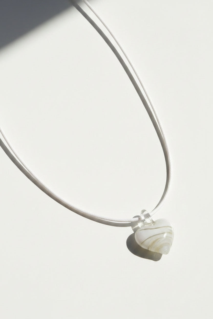 Glass Heart Pendant Thread Necklace