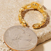 Pearl Stud Metallic Chain Open Band Ring