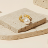 Pearl Stud Metallic Chain Open Band Ring