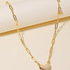 Gold Dipped Long Heart Oval Hoop Chain Necklace