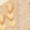 Ribbed Triple Heart Dangle Earrings