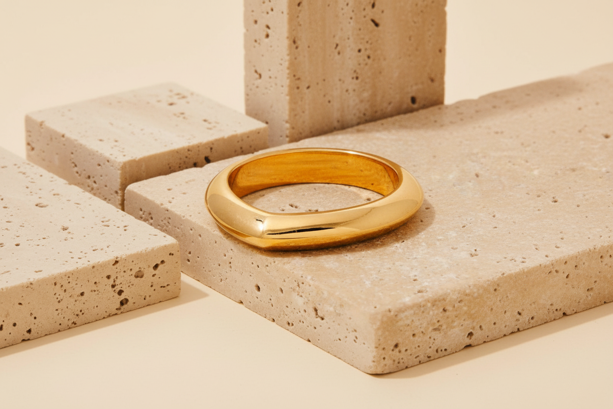 Gold Dipped Tear Shaped Band Ring