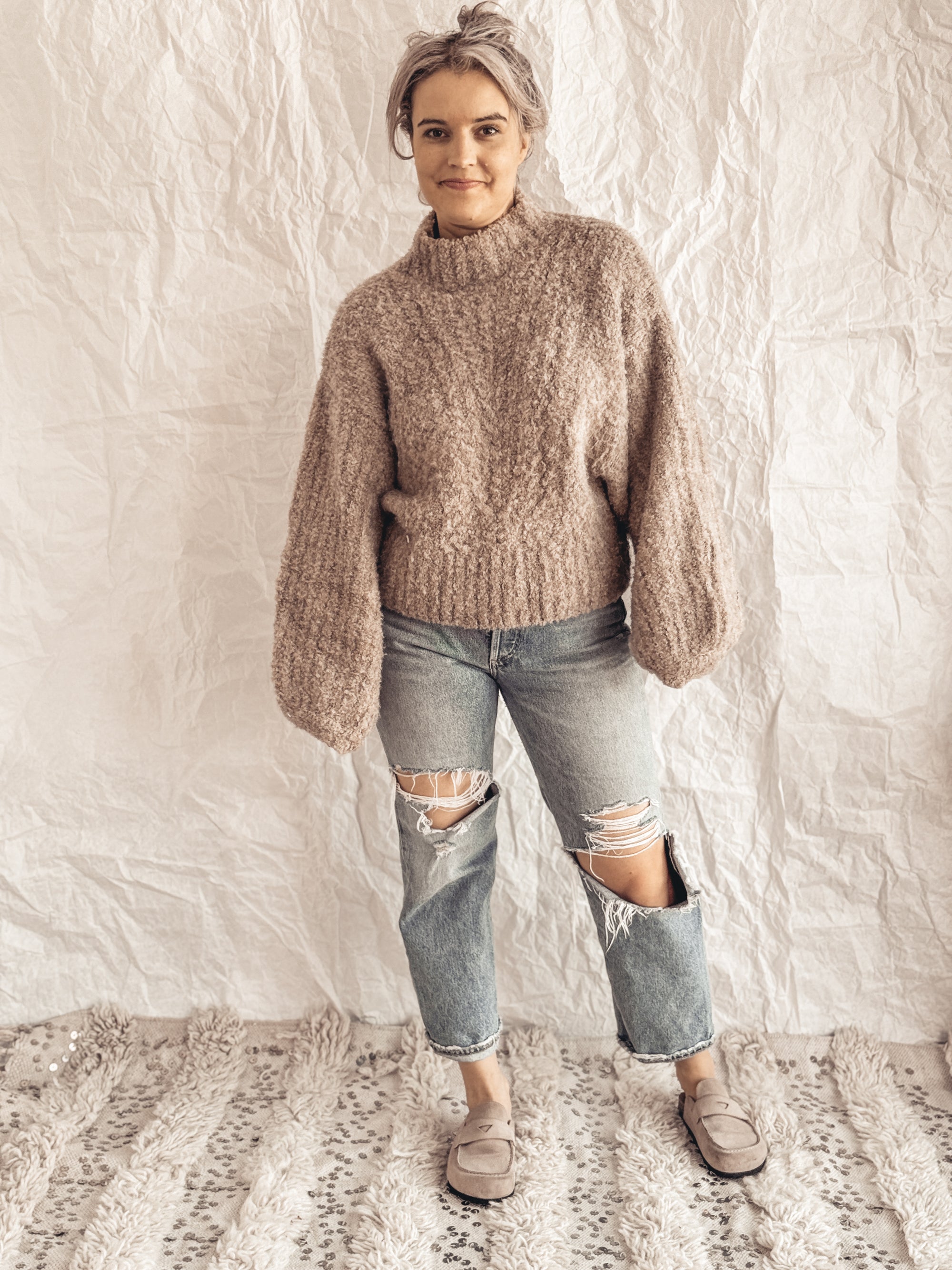 Cable Bubble Sleeve Sweater