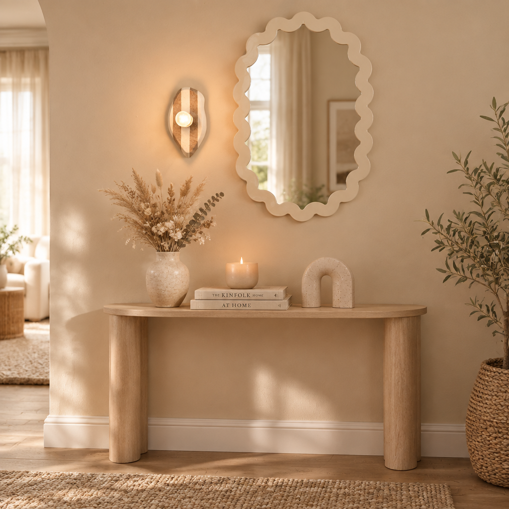 Framed Scalloped Wall Mirror