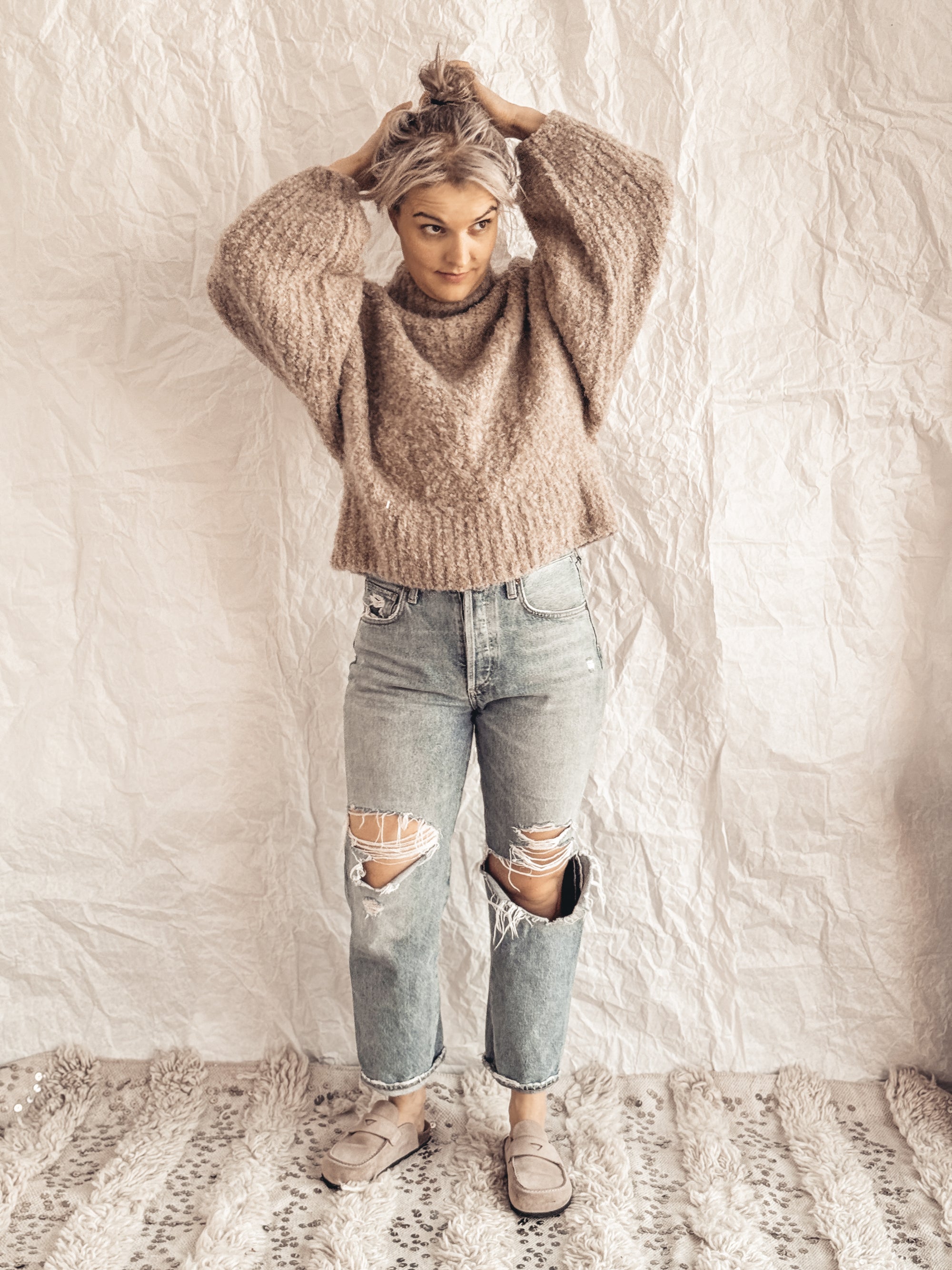 Cable Bubble Sleeve Sweater