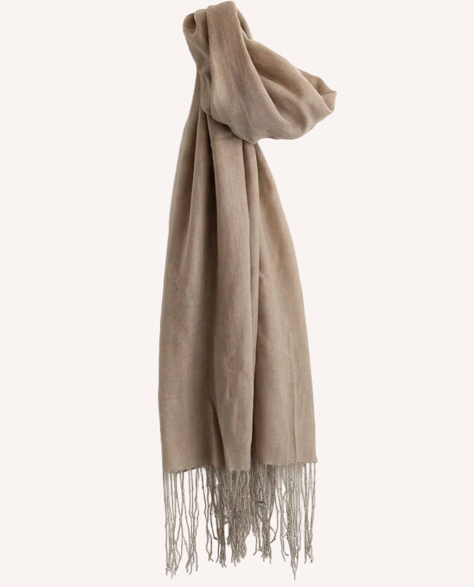 Classic Scarf with Beaded Fringe Latte