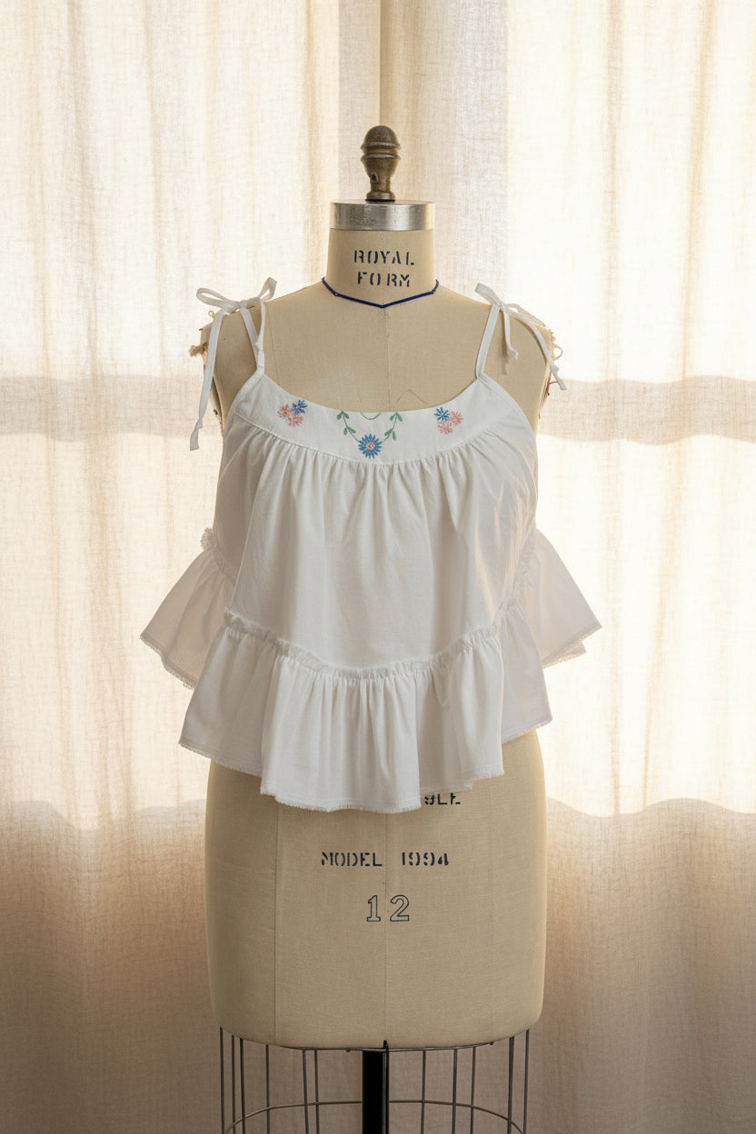 Soft White Linen Camisole Top