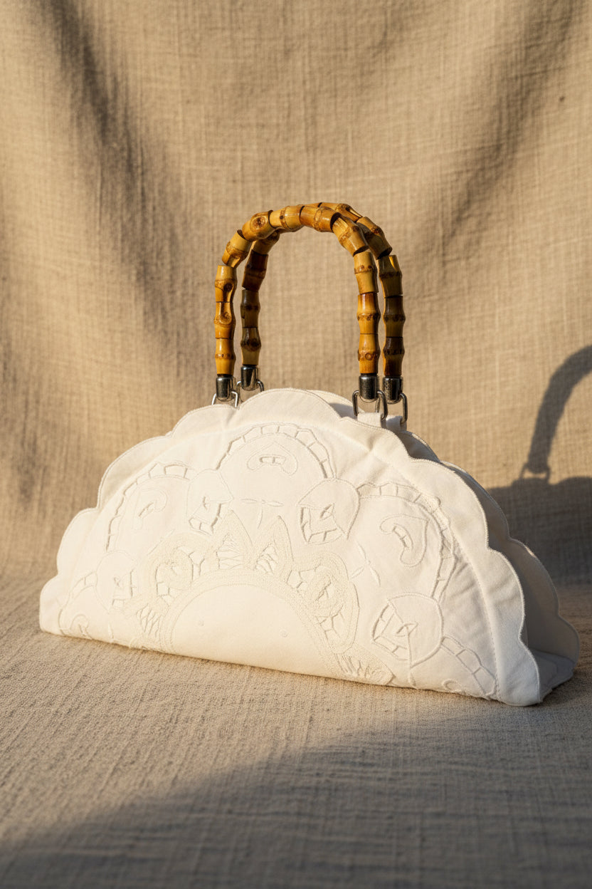 White Cut Work Doily Purse