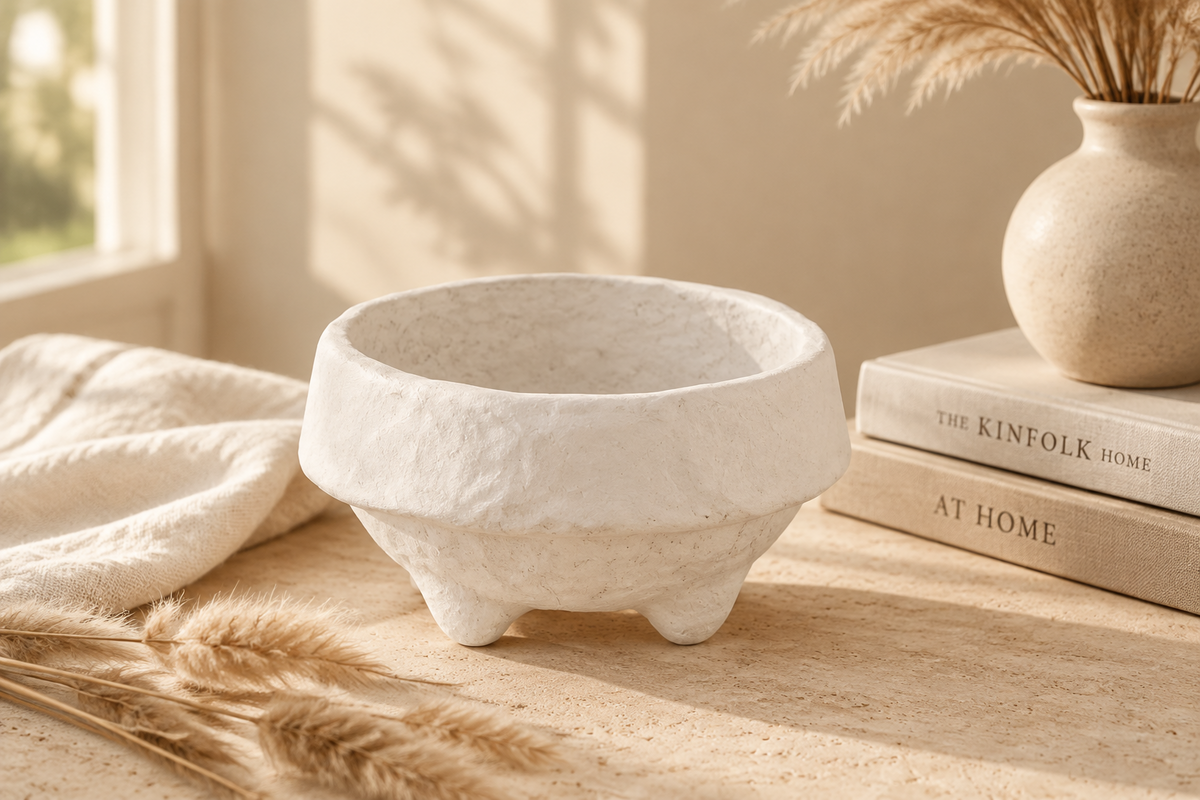 Paper Mache Bowl White