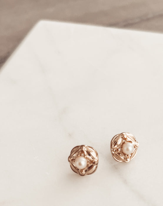 Pearl Nested Gold Stud Earrings