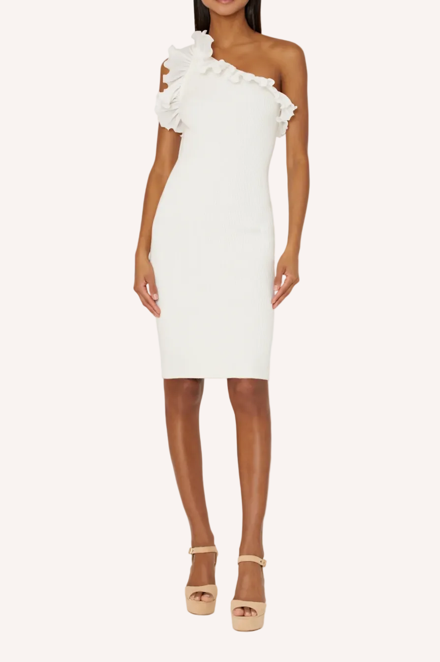 Scallop Ruffle One Shoulder Dress